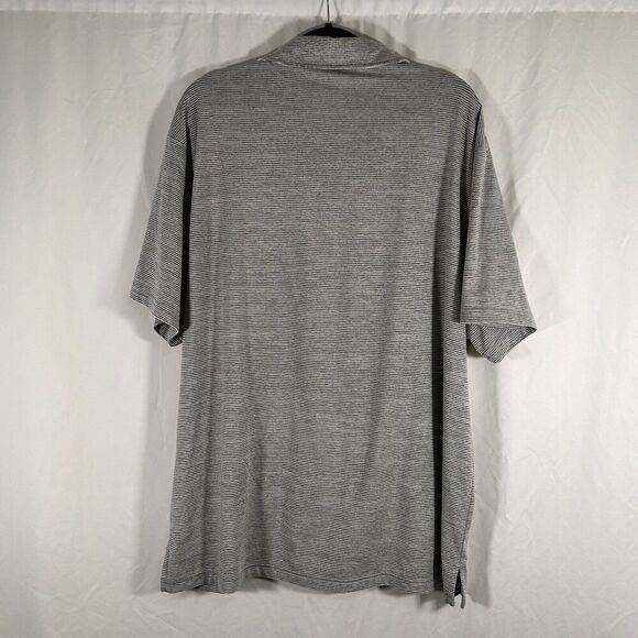 01.algo Performance Polo Men's XXL Grey Striped 1/4 Button Short Sleeve Poly - Picture 7 of 9